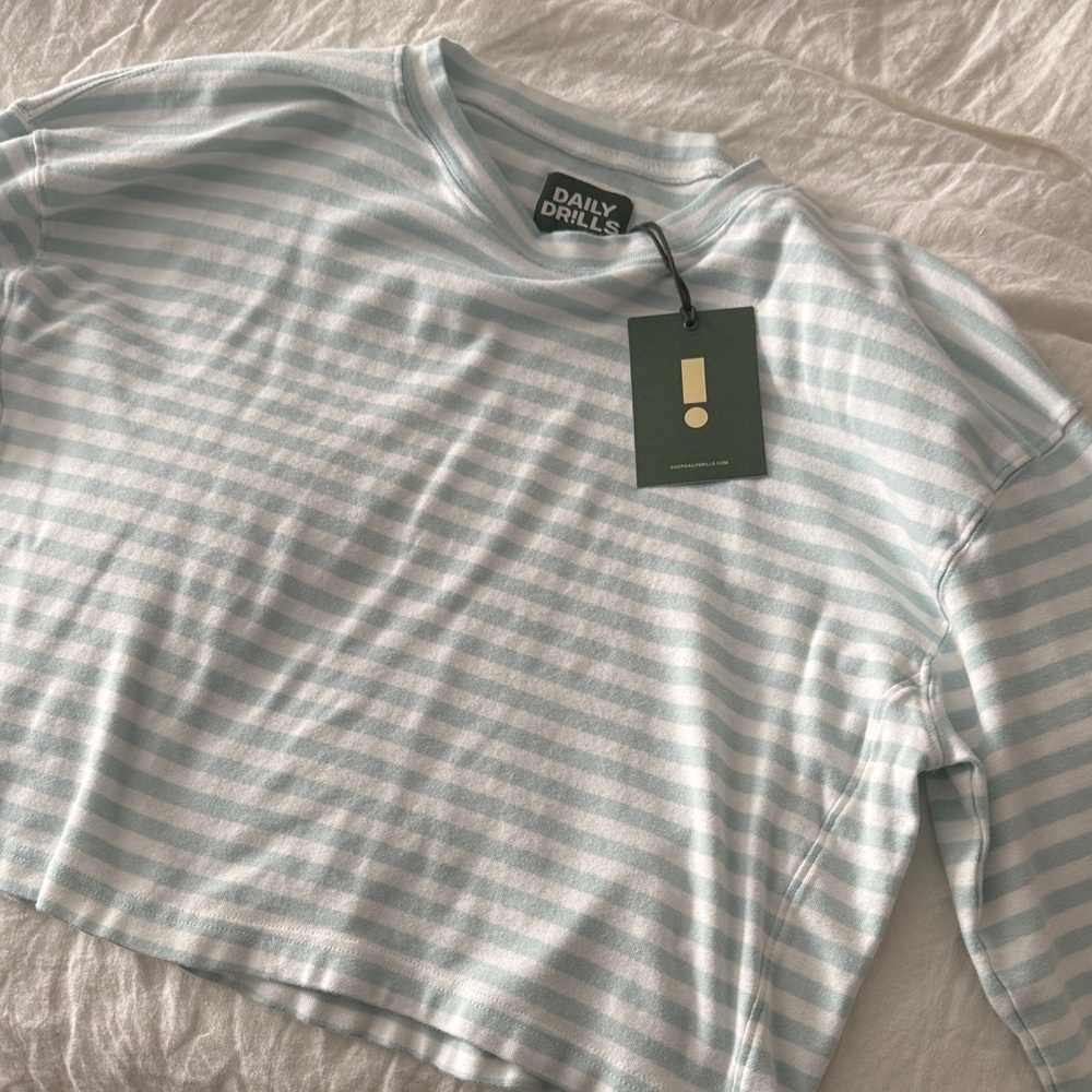 Daily Drills Light Blue and White Striped Top